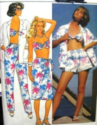 3306 BUTTERICK SHIRT, WRAP SKIRT, PANTS, SHORTS, BRA PATTERN 6-10, 12-16